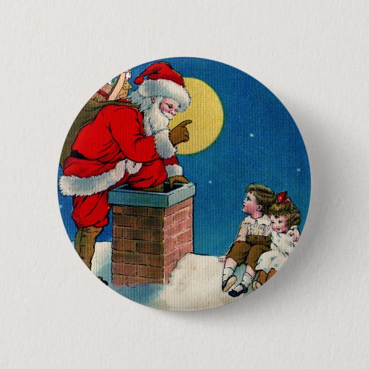 Vintage Sankt und Kinder Button (Vorderseite)