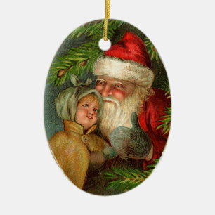 Vintage Sankt- und Kinderverzierung Keramik Ornament