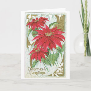 Vintage Sankt-Weihnachtskarten - Poinsettias Feiertagskarte