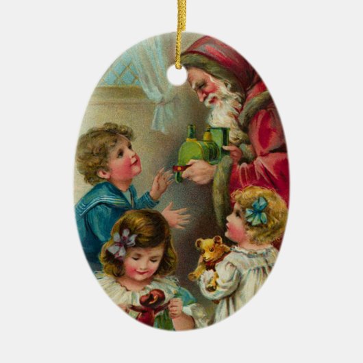 Vintage Sankt-Weihnachtsverzierung Keramikornament (Vorne)
