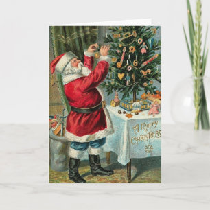 Vintage Sankt-Zutat-Baum-Weihnachtskarte Feiertagskarte