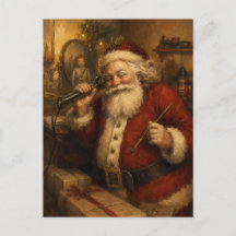 Vintage Santa am Telefon Ölmalerei