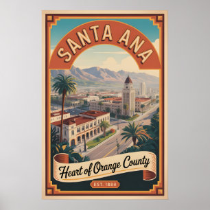 Vintage Santa Ana Kalifornien Retro-Reise Poster