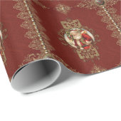 Vintage Santa and Gold Lace Geschenkpapier (Rolleneckpunkt)