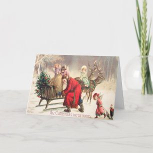 Vintage Santa Angles Viktorianische Weihnachtskart Feiertagskarte