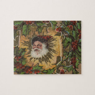 Vintage Santa Antike Stechpalme Weihnachten Puzzle
