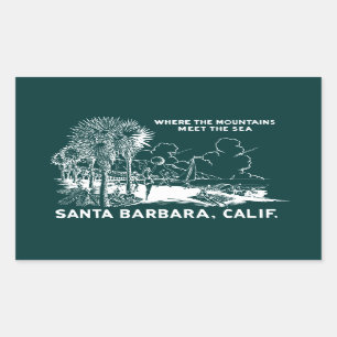 Vintage Santa Barabara Kalifornien Rechteckiger Aufkleber