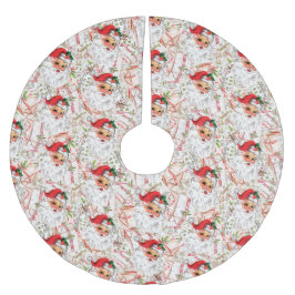 Vintage Santa Brushed Polyester Tree Skirt Polyester Weihnachtsbaumdecke