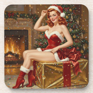 Vintage Santa Button-up Kunst Getränkeuntersetzer