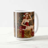 Vintage Santa Button-up Kunst Kaffeetasse (VorderseiteRechts)