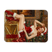 Vintage Santa Button-up Kunst Magnet (Horizontal)