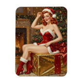 Vintage Santa Button-up Kunst Magnet (Vertikal)