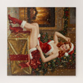 Vintage Santa Button-up Kunst Puzzle (Horizontal)