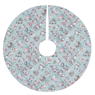 Vintage Santa & Candy Cane Holiday Polyester Weihnachtsbaumdecke