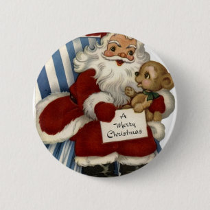 Vintage Santa Christentum Feiertage Weihnachten Button