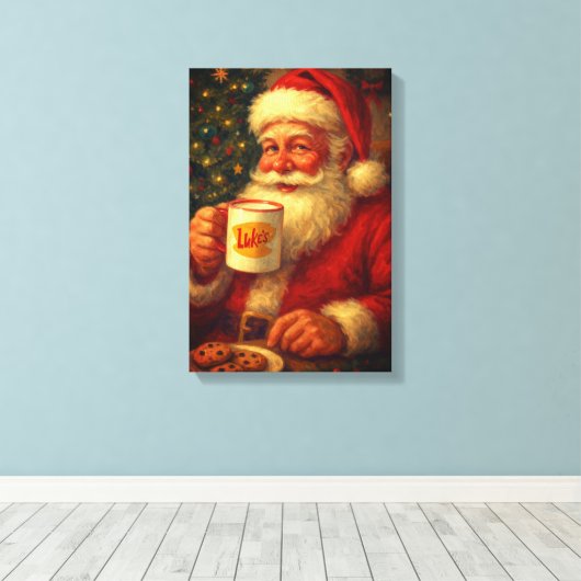 Vintage Santa Christma Stretched Canvas Leinwanddruck (Insitu (Holzboden))