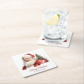 Vintage Santa Christmas Coaster Rechteckiger Pappuntersetzer (Vor Ort)