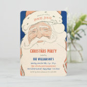 Vintage Santa Christmas Party Invitation Einladung (Stehend Vorderseite)