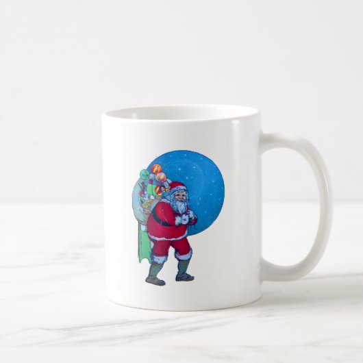 VINTAGE SANTA, CHRISTMAS SACK, SPIELZEUGE IM STARR KAFFEETASSE (Rechts)