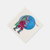 VINTAGE SANTA, CHRISTMAS SACK, SPIELZEUGE IM STARR SERVIETTE (Ecke)
