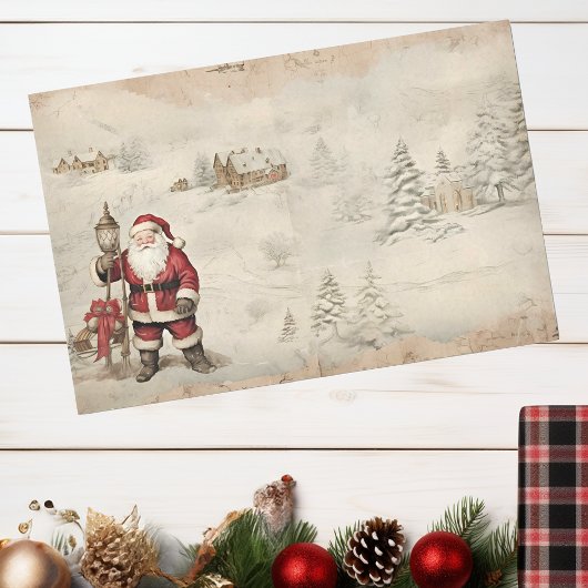 Vintage Santa Christmas Winter Decoupage Seidenpapier