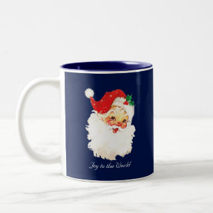 Vintage Santa Claus auf Marineblau Zweifarbige Tasse