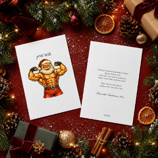 Vintage Santa Claus Bodybuilder Lustiger Weihnacht Feiertagskarte