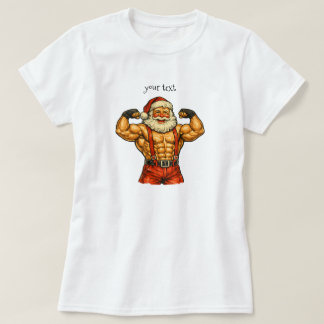 Vintage Santa Claus Bodybuilder Lustiger Weihnacht T-Shirt