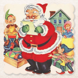 Vintage Santa Claus Checking His List Set of 6 Untersetzer