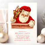 Vintage Santa Claus Chimney Retro-Feier Einladung<br><div class="desc">Vintager Weihnachtsmann Schornstein Retro Feier Einladung. Dieses schöne Design besticht durch ein Retro-Santa Claus,  das den Schornstein hinunter geht. Personalisieren Sie dieses individuelle Urlaubsdesign mit Ihren eigenen Party-Details. Ideal für ein familiäres Weihnachtsessen oder für eine Corporate Feier!</div>