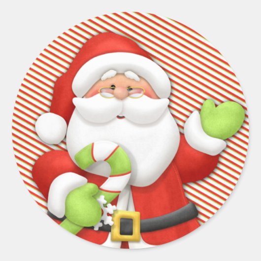Vintage Santa Claus Christmas Art Runder Aufkleber (Vorderseite)