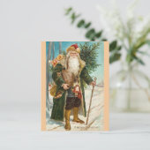 Vintage Santa Claus Christmas Card Postkarte (Stehend Vorderseite)
