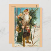 Vintage Santa Claus Christmas Card Postkarte (Vorne/Hinten)