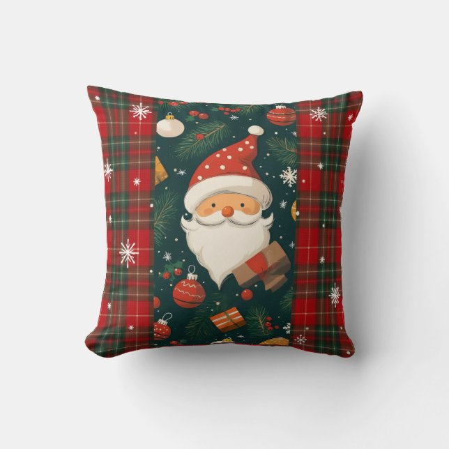 Vintage Santa Claus Christmas Throw Pillow Kissen (Vorderseite)