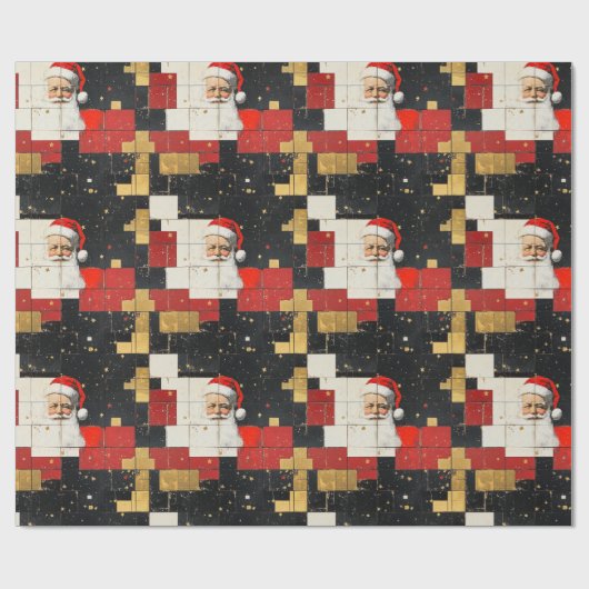 Vintage Santa Claus Collage Geschenkpapier (Flach)