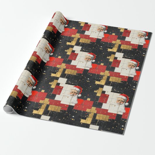 Vintage Santa Claus Collage Geschenkpapier (Ungerollt)