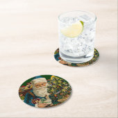 Vintage Santa Claus Delivering Gifts Runder Pappuntersetzer (Vor Ort)