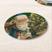 Vintage Santa Claus Delivering Gifts Runder Pappuntersetzer (Angewinkelt)