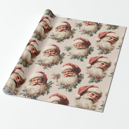 Vintage Santa Claus Geschenkpapier (Ungerollt)
