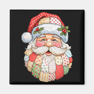 Vintage Santa Claus Gesicht Patchwork Folk Art Wei Magnet