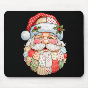 Vintage Santa Claus Gesicht Patchwork Folk Art Wei Mousepad