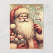 Vintage Santa Claus Greetings Christmas Holidays Postkarte (Vorderseite)