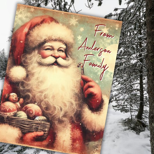 Vintage Santa Claus Greetings Christmas Holidays Postkarte