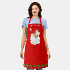 Vintage Santa Claus & Holly Berry Blätter auf Rot Schürze