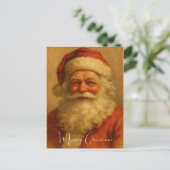 Vintage Santa Claus Merry Christmas Postkarte (Stehend Vorderseite)