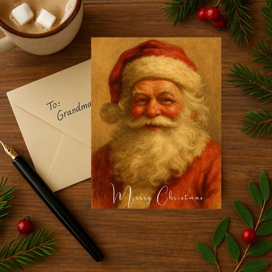 Vintage Santa Claus Merry Christmas Postkarte