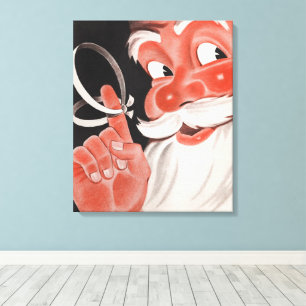 Vintage Santa Claus mit Erinnerungsschnur am Finge Leinwanddruck