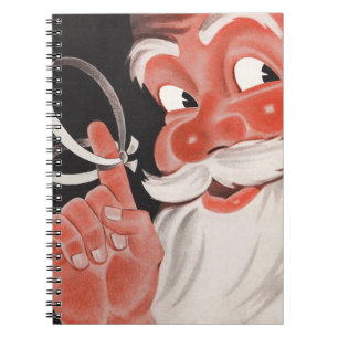 Vintage Santa Claus mit Erinnerungsschnur am Finge Notizblock