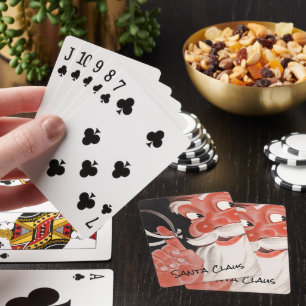 Vintage Santa Claus mit Erinnerungsschnur am Finge Spielkarten