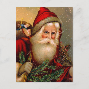 Vintage Santa Claus mit Spazierstock Feiertagspostkarte